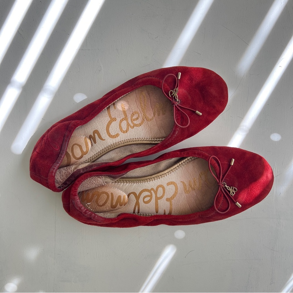 Sam Edelman Ruby Red Velvet Ballet Flats